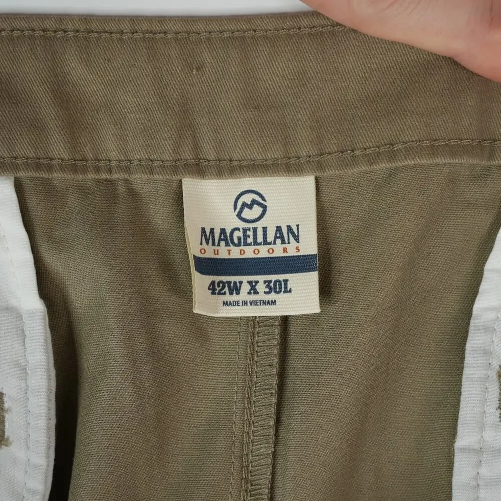 Magellan Outdoors Chino Pants Mens 42X30 Flat Front‎ Heritage Brown New